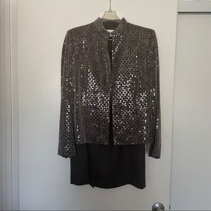 Three piece Albert Nipon skirt suit sequin jacket.